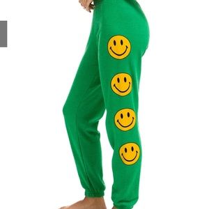 Aviator nation smiley green sweats medium